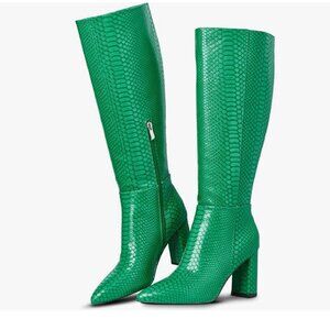 Women's Knee High Green Boots